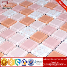 Parede de impressão rosa mosaico de vidro decorativo telha de mosaico de vidro de cristal